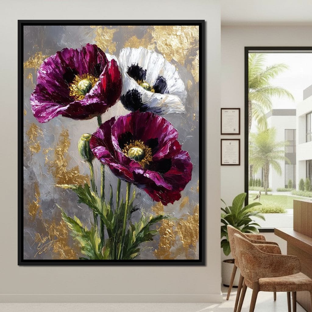 Golden Poppy Petal Sonata Canvas Wall Art