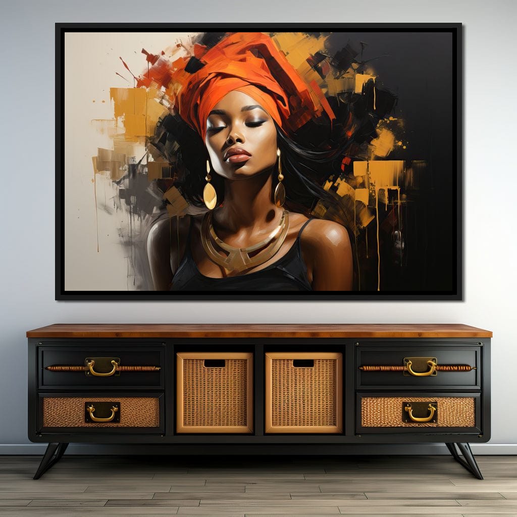 Black Gold Fashion Portrait Canvas Wall Art