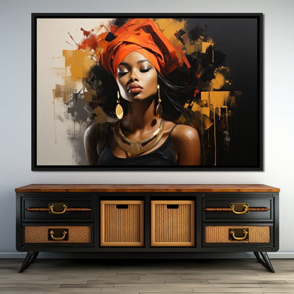 Black Gold Fashion Portrait Canvas Wall Art