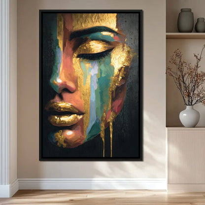 Golden Radiant Abstract Face B Canvas Wall Art