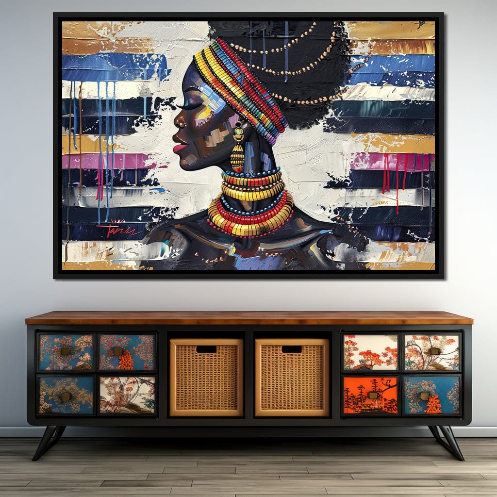 African Elegance in Ochre Gold Canvas Wall Art