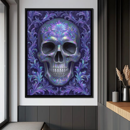 Prismatic Skull Baroque Flourish Canvas Wall Art