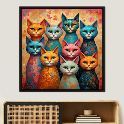 Cat Kaleidoscope Canvas Wall Art