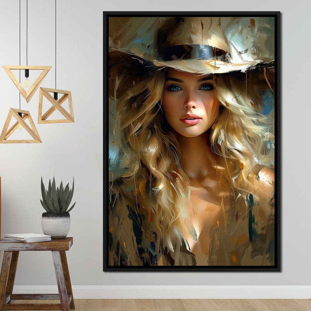 Golden Serenity Portrait Canvas Wall Art