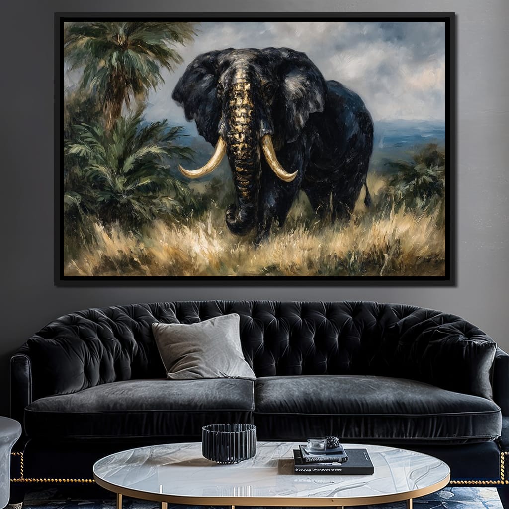 Majestic Elephant Safari Gold Canvas Wall Art