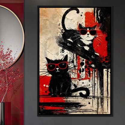 Cool Cats Red Shades Duo Canvas Wall Art