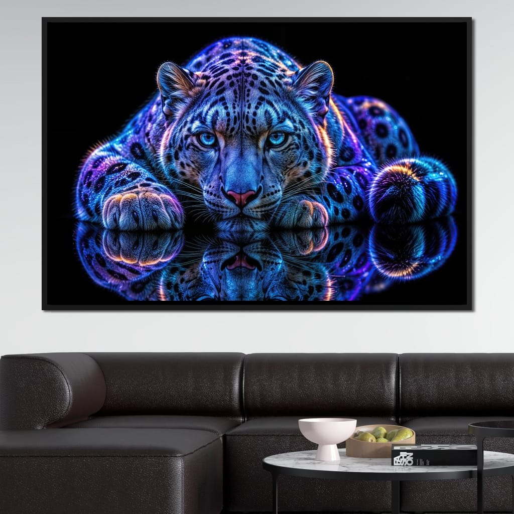 Bioluminescent Snow Leopard Canvas Wall Art