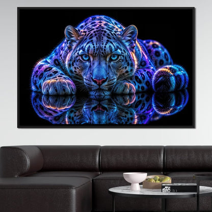 Bioluminescent Snow Leopard Canvas Wall Art