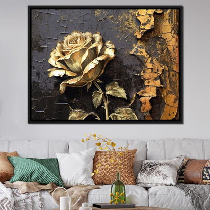 Golden Rose Canvas Wall Art