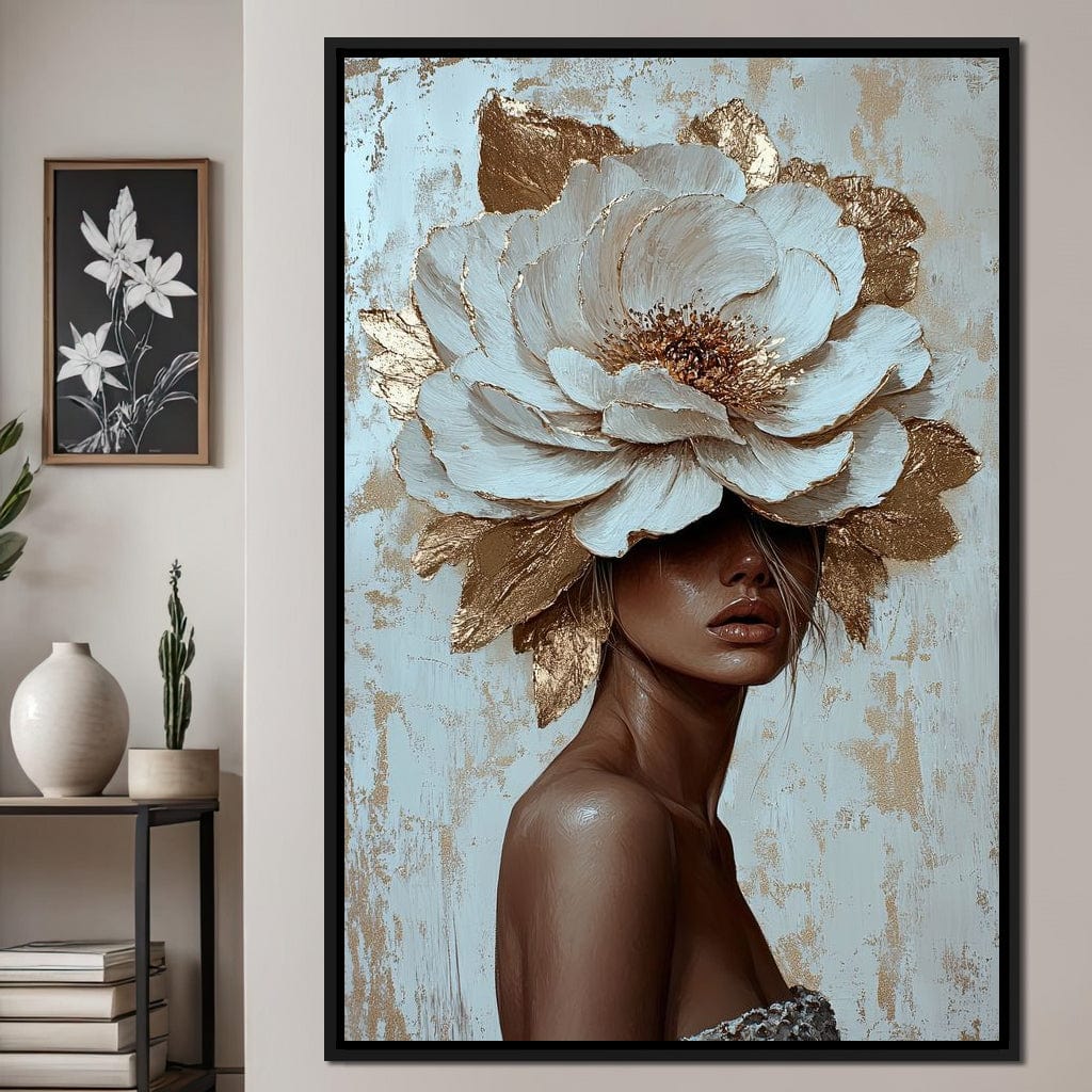 Golden Blossom Radiance Canvas Wall Art