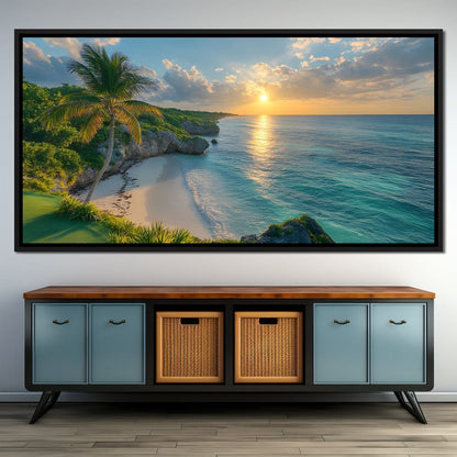 Sunlit Shores of Tranquility Canvas Wall Art