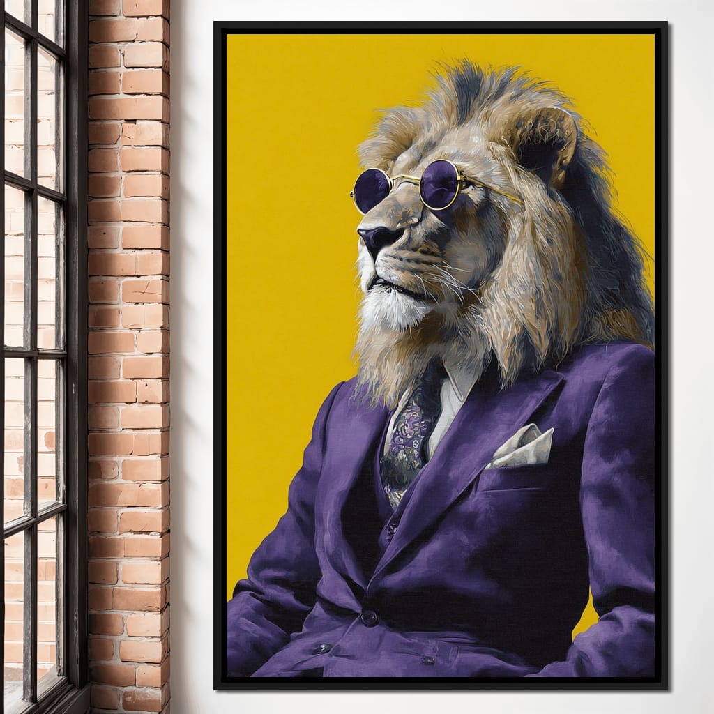Regal Lion Boss Violet Suit Canvas Wall Art