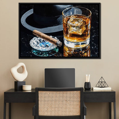 Whiskey Night Silhouette Canvas Wall Art