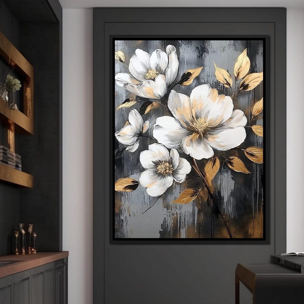 Golden Blossom Reflections Canvas Wall Art