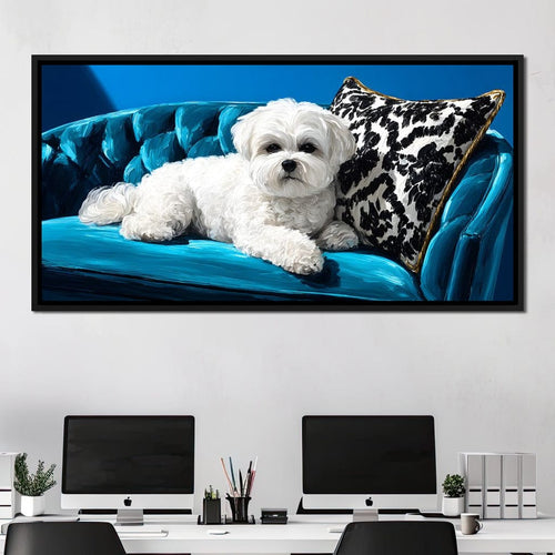 Plush Paws on Teal Dreams Canvas Wall Art