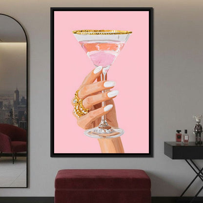 Chic Martini Toast Canvas Wall Art