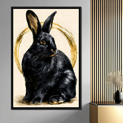 Gilded Hare Watching The Horizon Canvas Wall Art
