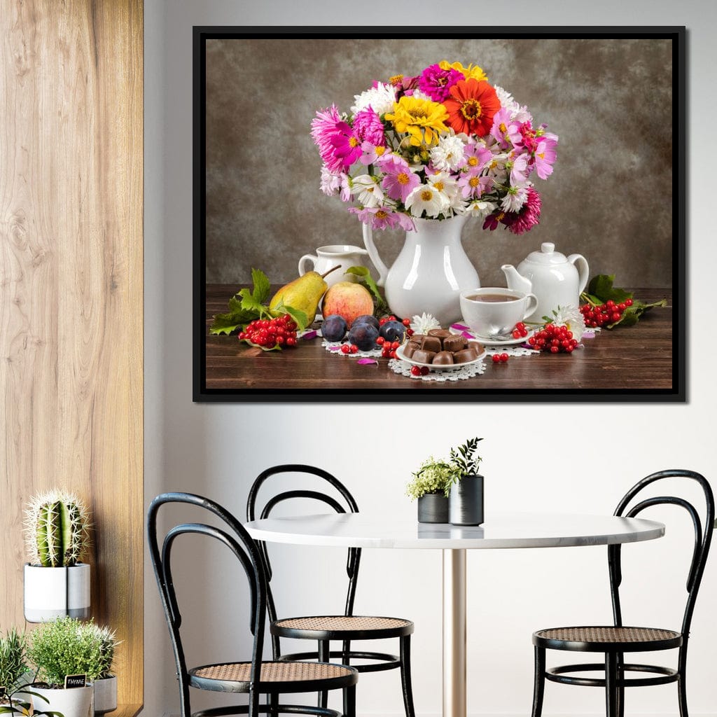Flowers, Fruits, Chocolate & Coffee Canvas Wall Art