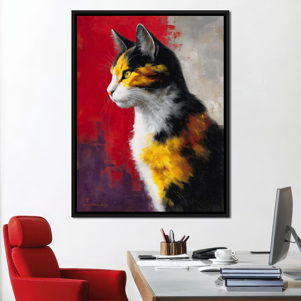 Golden Calico Cat Profile Canvas Wall Art