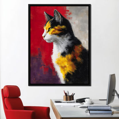 Golden Calico Cat Profile Canvas Wall Art