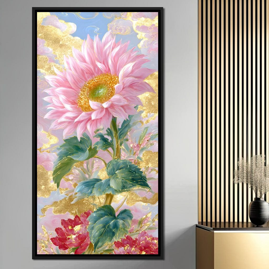 Golden Petal Reverie Blooming Canvas Wall Art