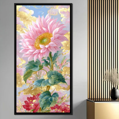 Golden Petal Reverie Blooming Canvas Wall Art