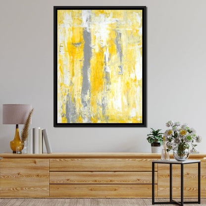 Grey & Yellow Abstract Art Painting Canvas Wall Art