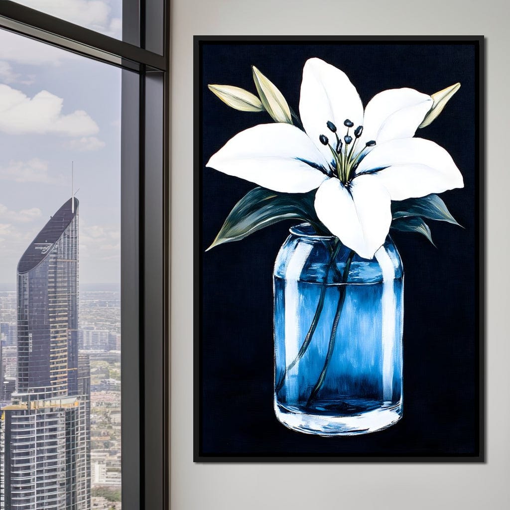 Petals In Glass Reflection Canvas Wall Art