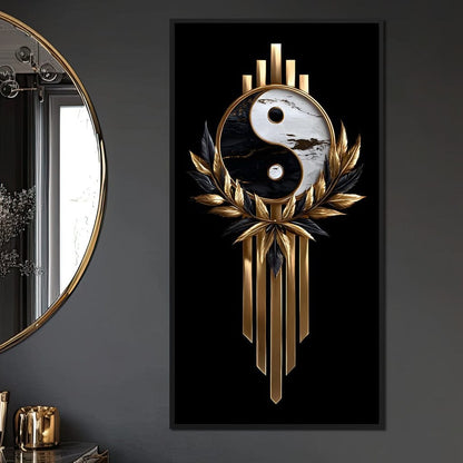 Golden Yin Yang Marble Elegance Canvas Wall Art