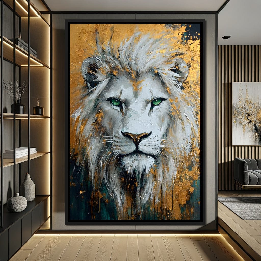 Majestic Lion Gold Radiance Canvas Wall Art