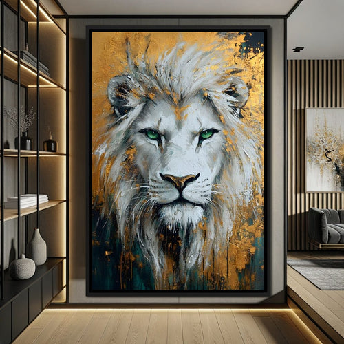 Majestic Lion Gold Radiance Canvas Wall Art