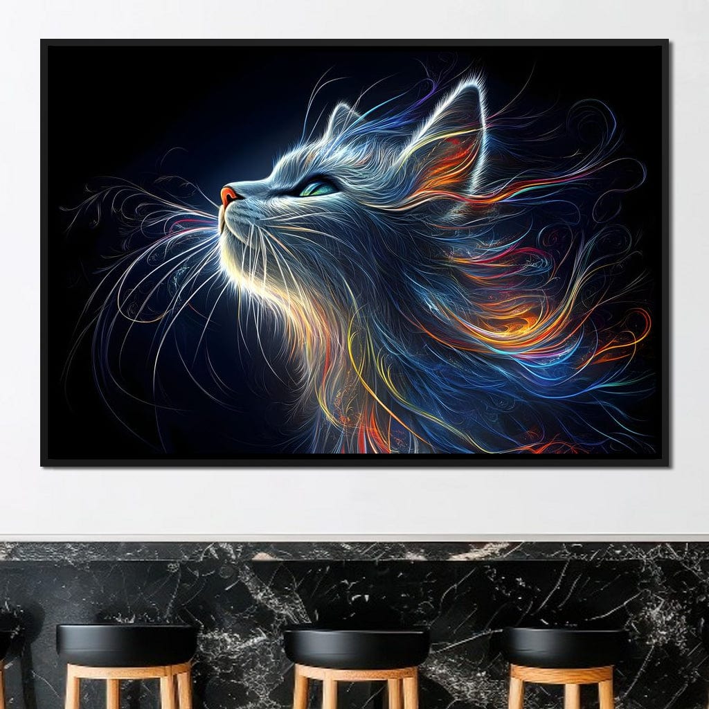 Celestial Feline Illuminations Canvas Wall Art