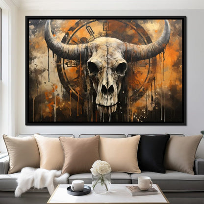 Bull Skull in the Gothic Twilight Canvas Wall Art