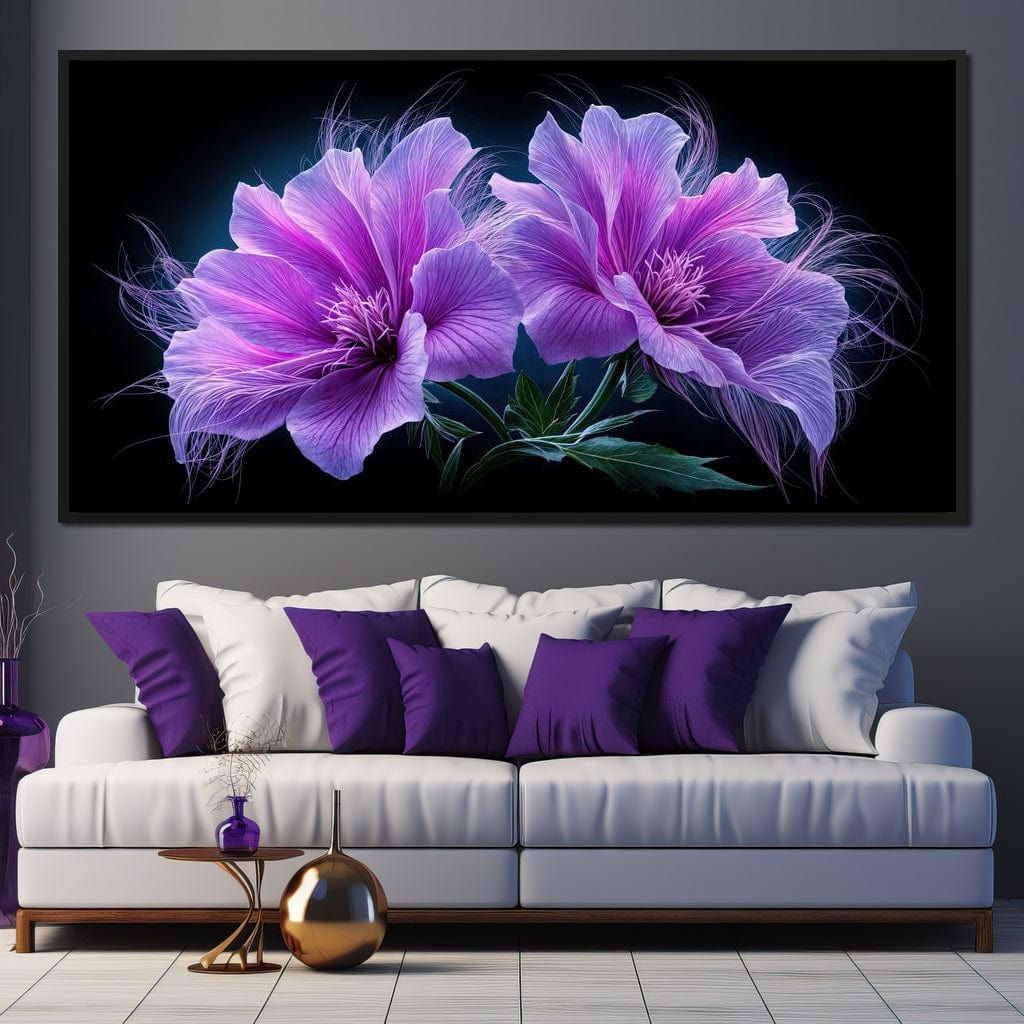 Fluffy Alien Flowers Canvas Wall Art