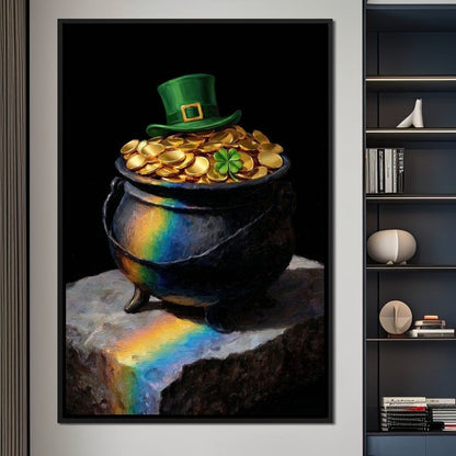 Leprechaun Gold Pot Luck Canvas Wall Art