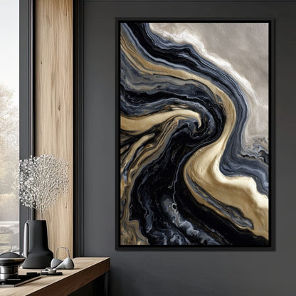 Liquid Gold Onyx Swirl Flow Canvas Wall Art