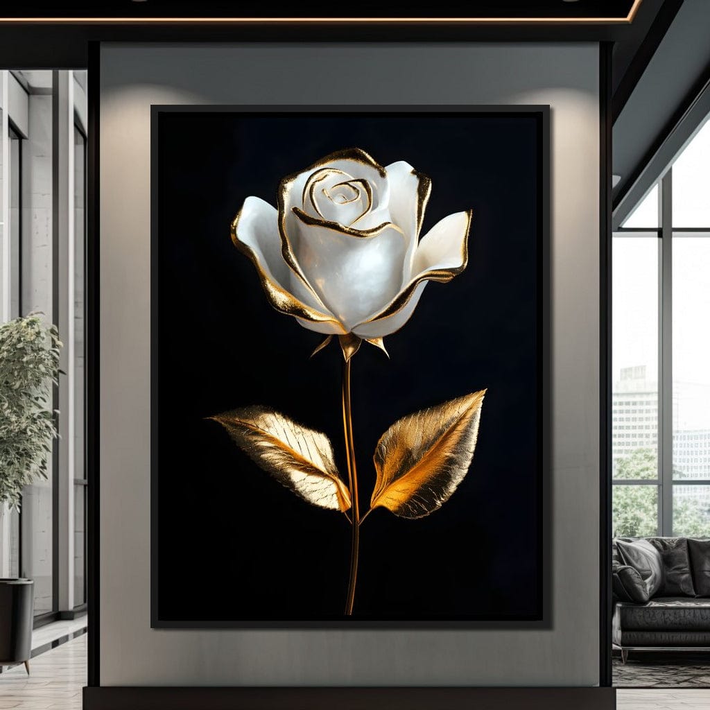 Golden Elegance Blossom Canvas Wall Art