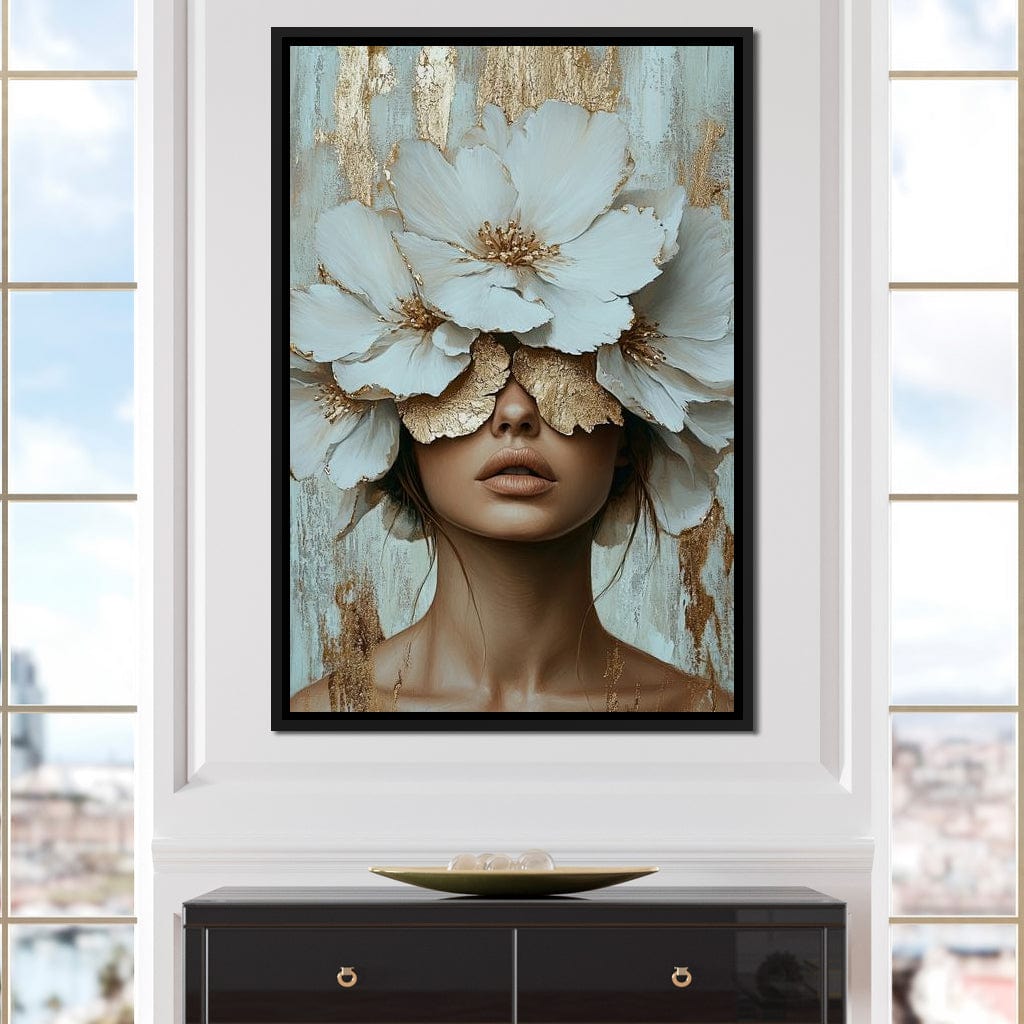 Golden Petal Head Canvas Wall Art