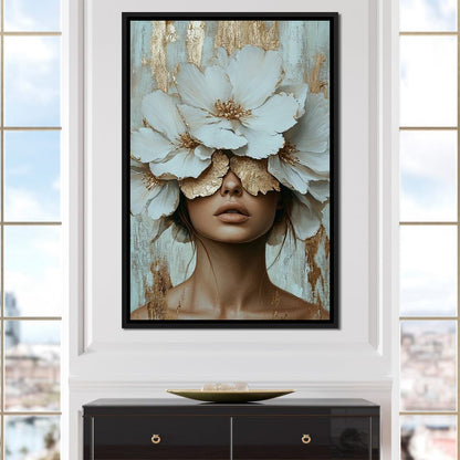 Golden Petal Head Canvas Wall Art