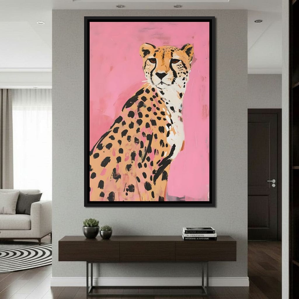 Cheetah Safari Elegance on Pink Canvas Wall Art
