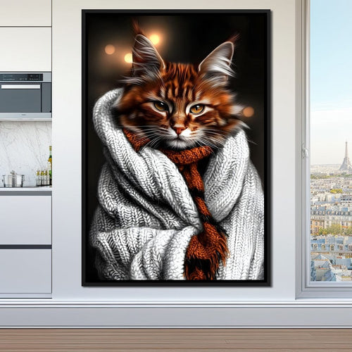 Warm Feline Elegance Wrapped Canvas Wall Art