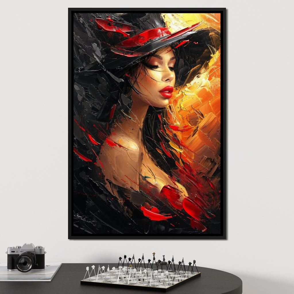 Fiery Elegance in Noir Canvas Wall Art