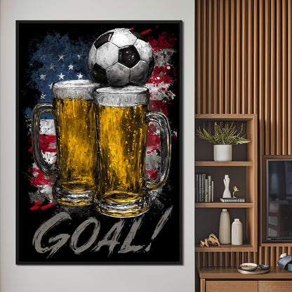 USA Soccer Beer Mugs Goal Canvas Wall Art