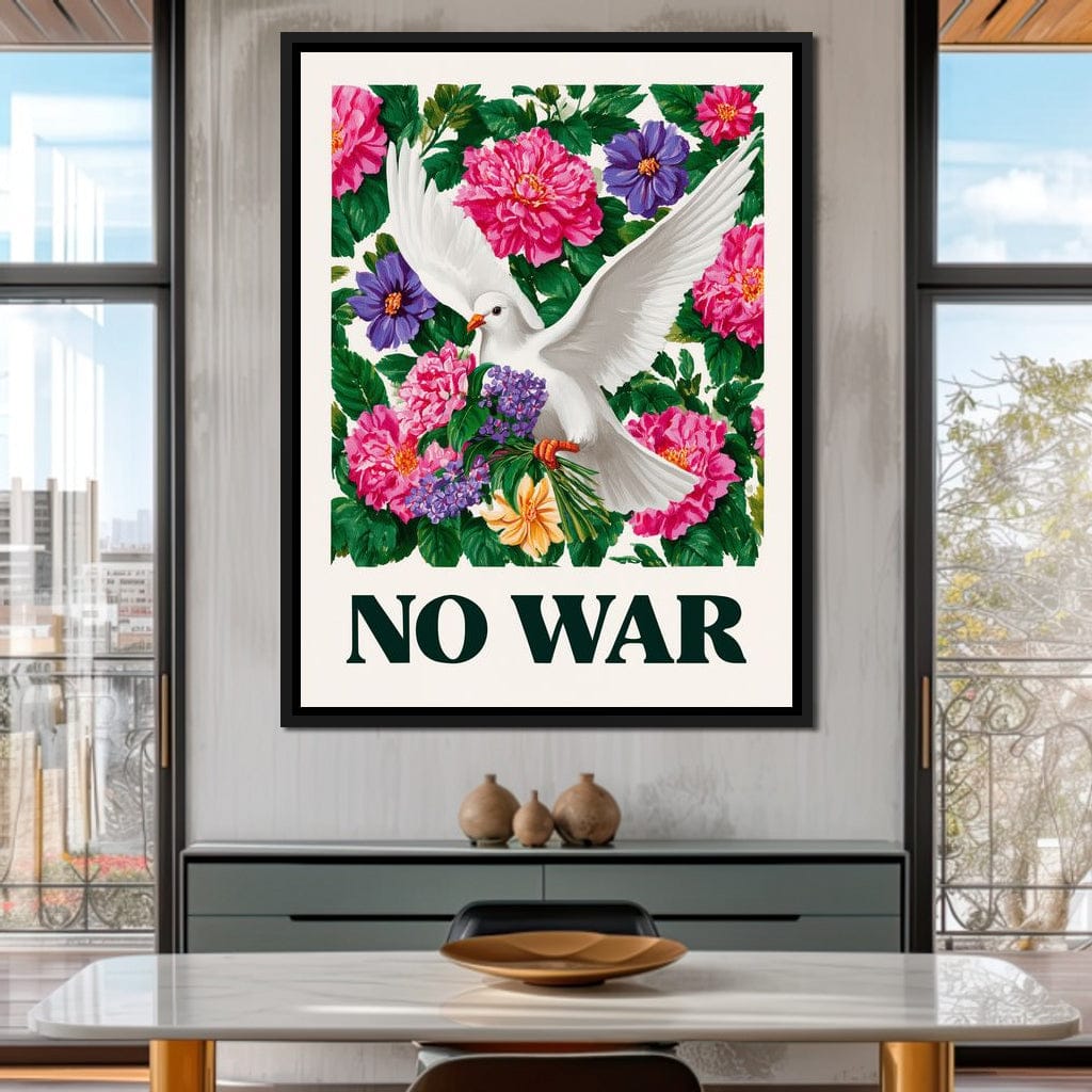 No War Dove Flower Garden Canvas Wall Art