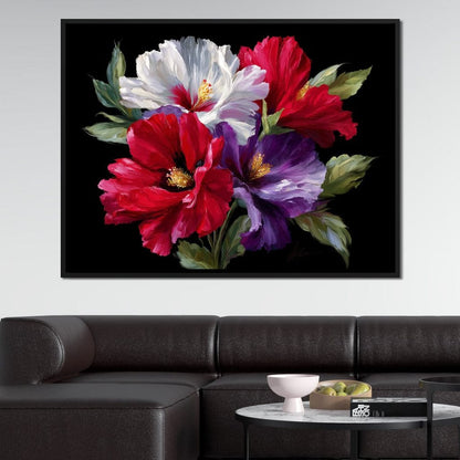 Velvet Peony Trio Bouquet Canvas Wall Art