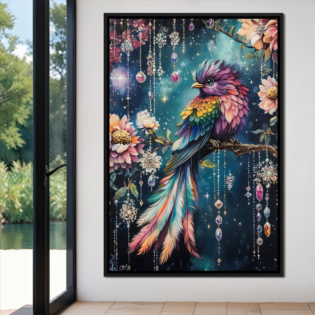 Enchanted Jewel Toned Bird Fantasy Canvas Wall Art