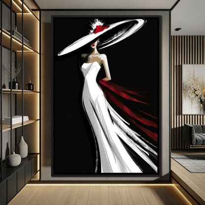 The White Dress - Elegant Silhouette Canvas Wall Art