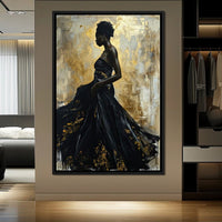 Ebony Elegance in Gold Canvas Wall Art