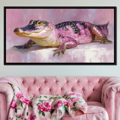 Pink Gator Lounge Portrait Canvas Wall Art