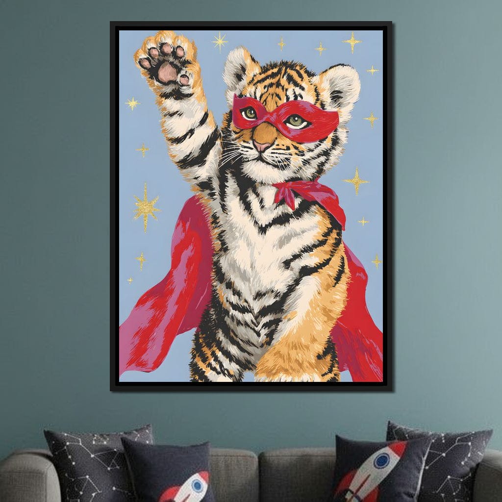 Superhero Tiger Cub Rising Canvas Wall Art